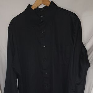 Mens George Black Wrinkle Resistant Size L Sateen 16-16.5 Long Sleeve 34/35